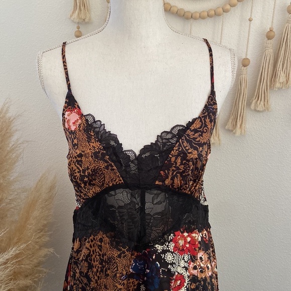 Free People Intimately right now midi slip dress nightie black combo festival - Picture 16 of 16